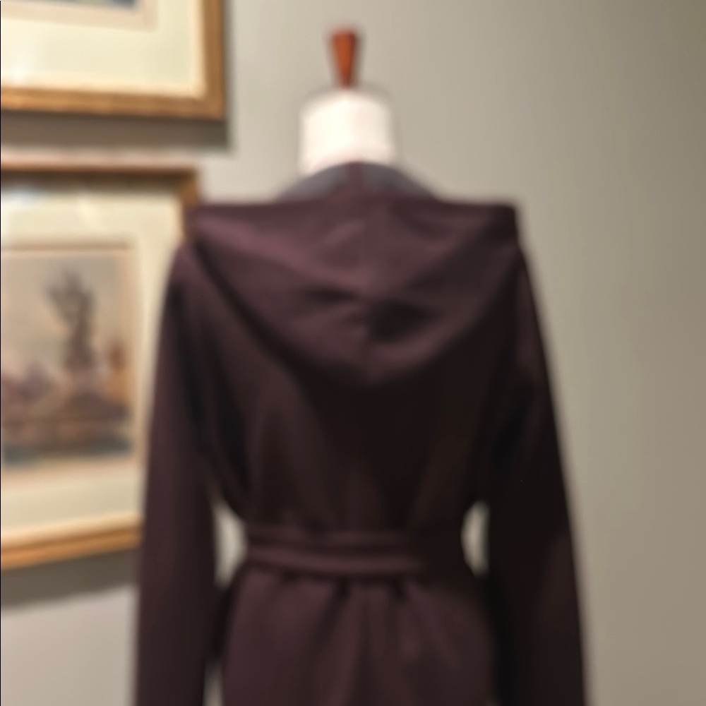 Chic Plum with Gray contrast Wrap Coat - Picture 8 of 9